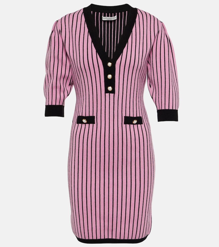 Alessandra Rich Pinstriped knit minidress. Alessandra Rich 细条纹针织迷你连衣裙