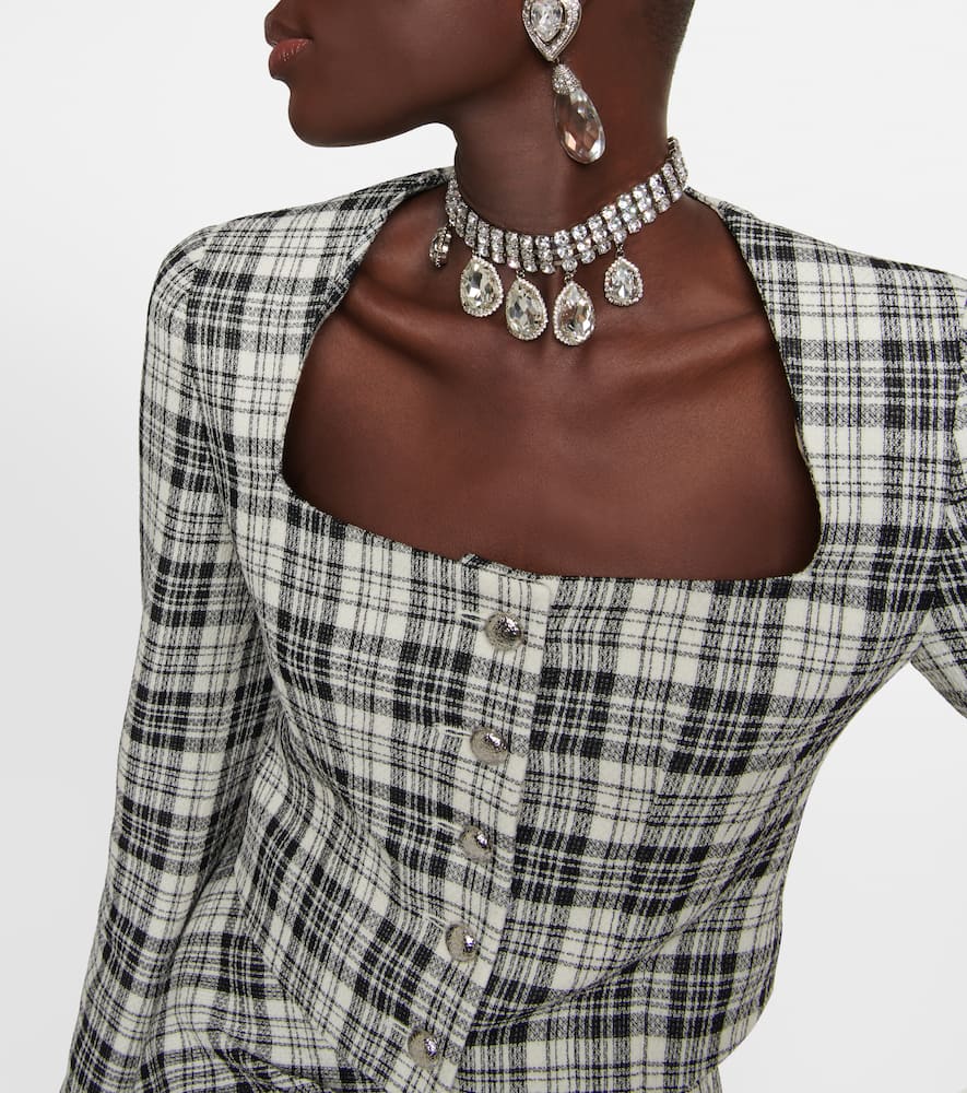 Alessandra Rich Plaid cropped wool jacket