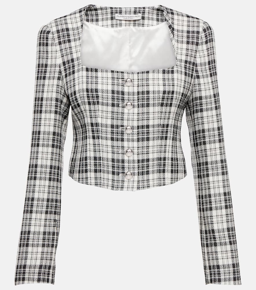 Alessandra Rich Plaid cropped wool jacket