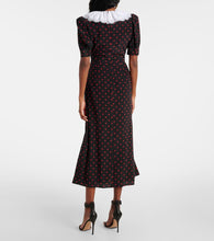 Alessandra Rich Polka-dot lace-trimmed silk midi dress