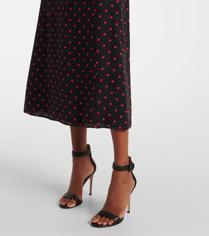 Alessandra Rich Polka-dot lace-trimmed silk midi dress