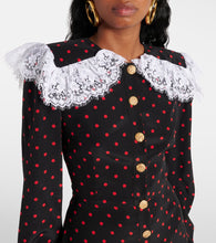 Alessandra Rich Polka-dot lace-trimmed silk minidress