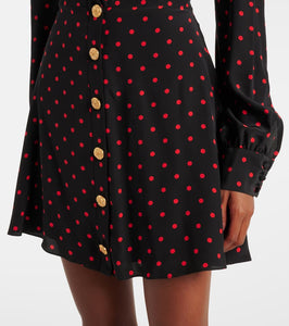 Alessandra Rich Polka-dot lace-trimmed silk minidress