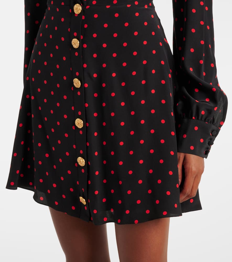 Alessandra Rich Polka-dot lace-trimmed silk minidress
