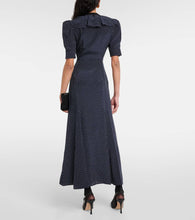 Alessandra Rich Polka-dot puff-sleeve silk midi dress