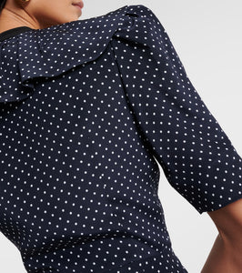 Alessandra Rich Polka-dot puff-sleeve silk midi dress
