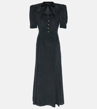 Alessandra Rich Polka-dot puff-sleeve silk midi dress
