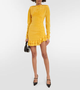 Alessandra Rich Polka-dot ruffled silk minidress