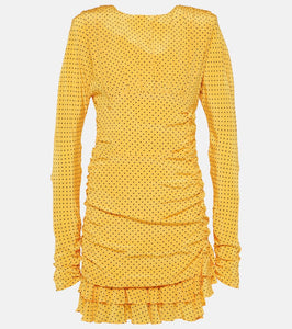 Alessandra Rich Polka-dot ruffled silk minidress