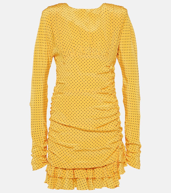Alessandra Rich Polka-dot ruffled silk minidress