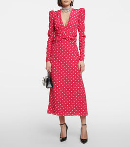 Alessandra Rich Polka-dot silk midi dress