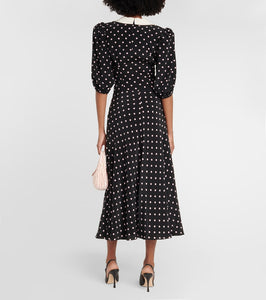 Alessandra Rich Polka-dot silk midi dress