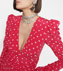 Alessandra Rich Polka-dot silk midi dress