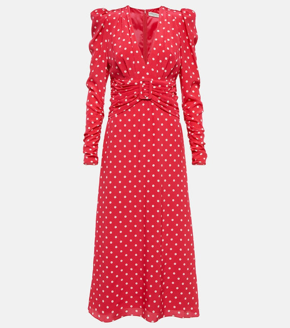 Alessandra Rich Polka-dot silk midi dress