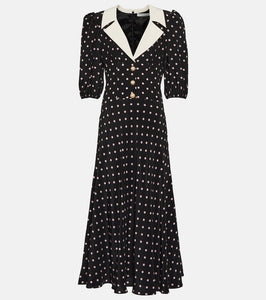 Alessandra Rich Polka-dot silk midi dress