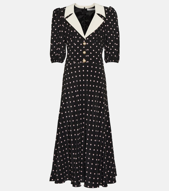 Alessandra Rich Polka-dot silk midi dress
