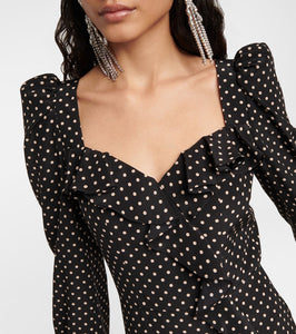Alessandra Rich Polka-dotted silk midi dress