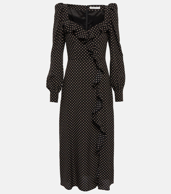 Alessandra Rich Polka-dotted silk midi dress