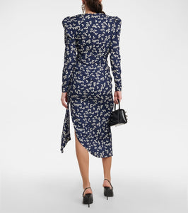 Alessandra Rich Printed silk wrap midi dress