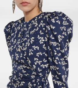 Alessandra Rich Printed silk wrap midi dress