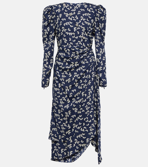 Alessandra Rich Printed silk wrap midi dress