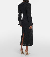 Alessandra Rich Puff-sleeve cotton blend lace midi dress