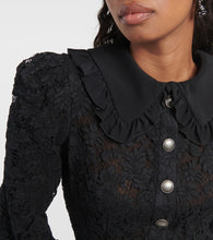 Alessandra Rich Puff-sleeve cotton blend lace midi dress