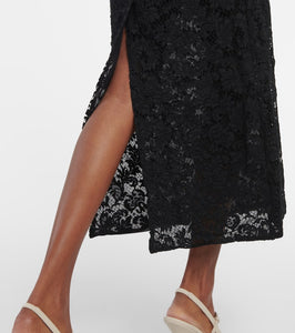 Alessandra Rich Puff-sleeve cotton blend lace midi dress