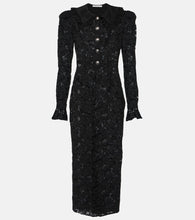 Alessandra Rich Puff-sleeve cotton blend lace midi dress