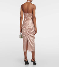 Alessandra Rich Ruched cutout satin midi dress