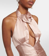 Alessandra Rich Ruched cutout satin midi dress
