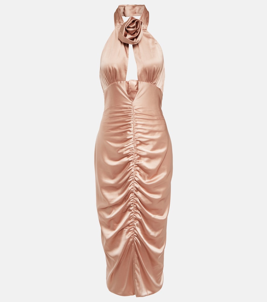 Alessandra Rich Ruched cutout satin midi dress. Alessandra Rich 褶皱镂空缎面中长连衣裙