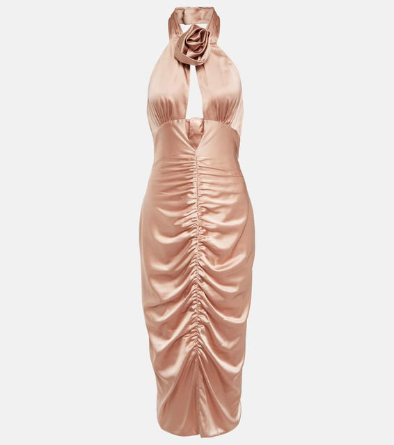 Alessandra Rich Ruched cutout satin midi dress