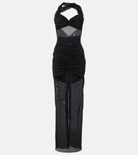 Alessandra Rich Ruched sheer mesh maxi dress