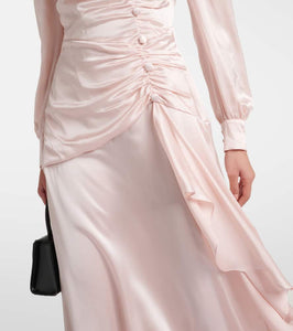 Alessandra Rich Ruched silk satin maxi dress