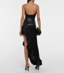Alessandra Rich Ruffled asymmetrical midi dress