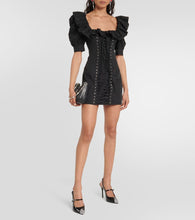 Alessandra Rich Ruffled puff-sleeve minidress