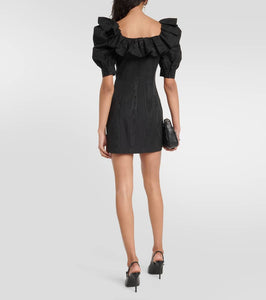 Alessandra Rich Ruffled puff-sleeve minidress