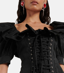 Alessandra Rich Ruffled puff-sleeve minidress