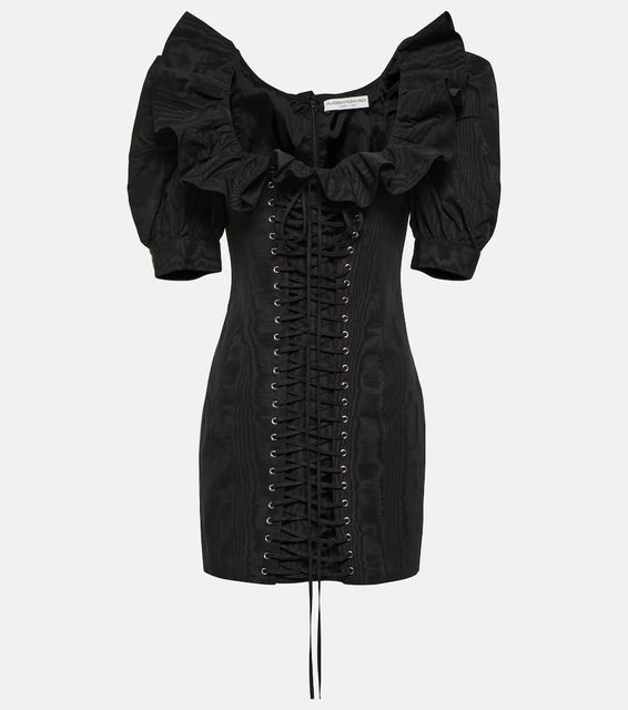 Alessandra Rich Ruffled puff-sleeve minidress