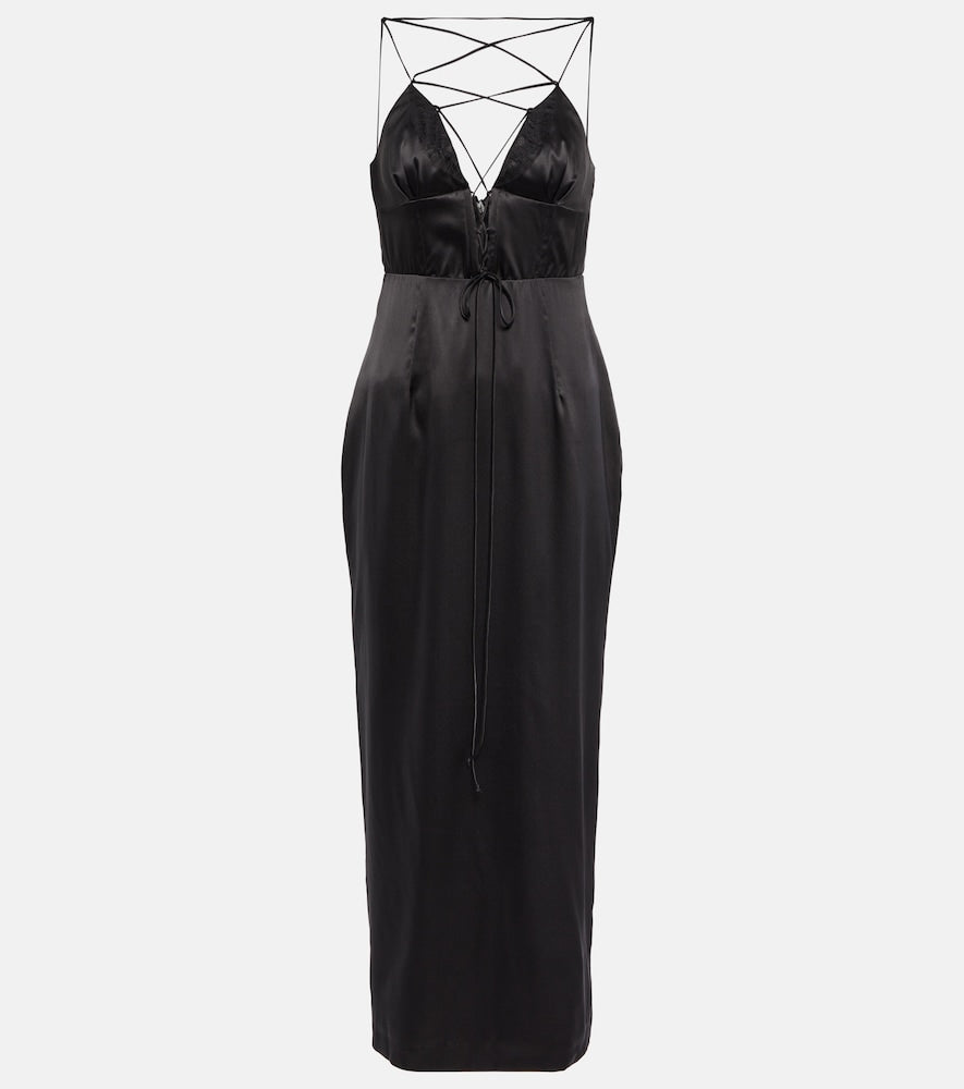 Alessandra Rich Silk-blend satin maxi dress. Alessandra Rich 真丝混纺缎面长裙