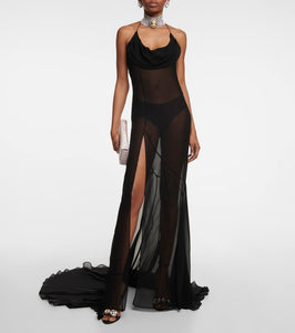 Alessandra Rich Silk georgette gown