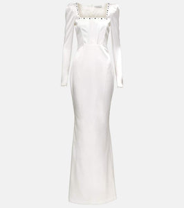 Alessandra Rich Square-neck silk-blend gown