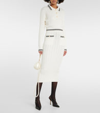 Alessandra Rich Striped cable-knit cotton midi skirt