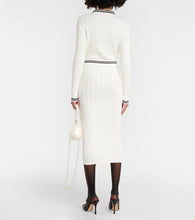 Alessandra Rich Striped cable-knit cotton midi skirt