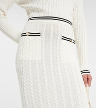 Alessandra Rich Striped cable-knit cotton midi skirt