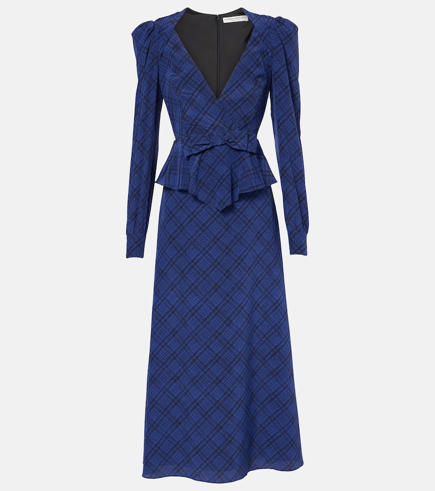 Alessandra Rich Tartan silk midi dress. Alessandra Rich 格纹真丝中长连衣裙