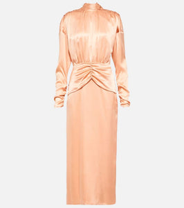 Alessandra Rich Tie-neck silk satin midi dress