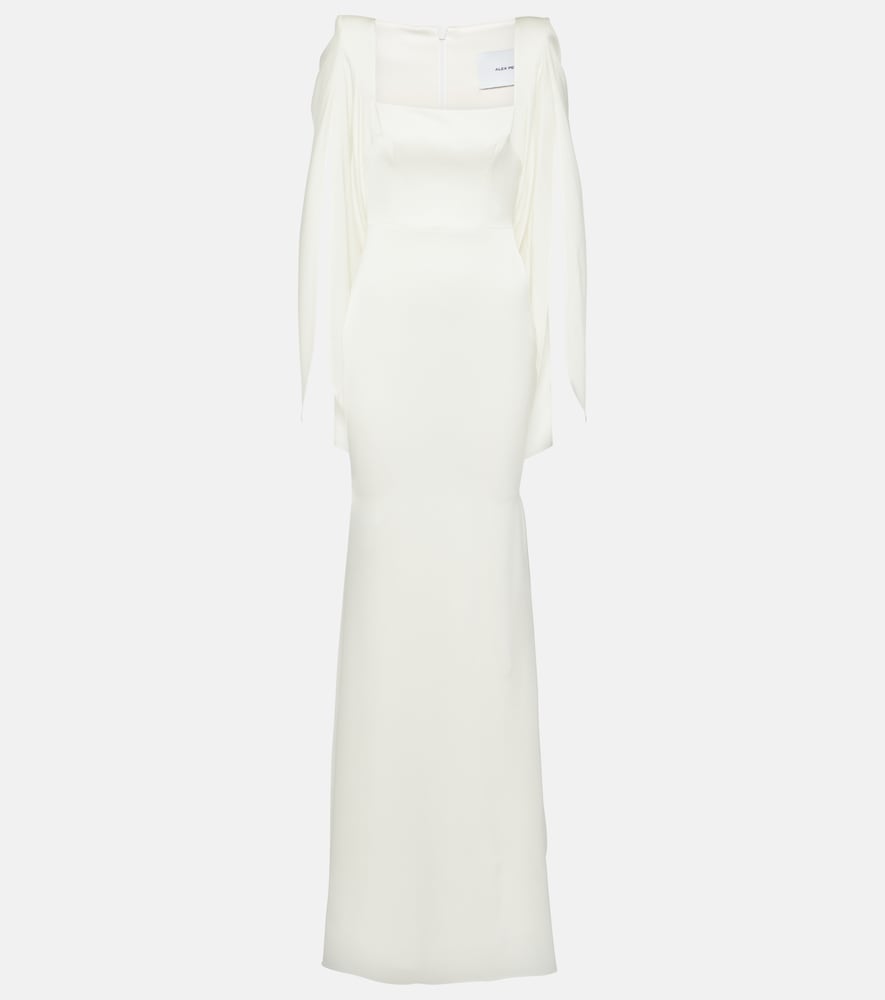 Alex Perry Bridal Portrait cape-detail satin gown. Alex Perry Bridal Portrait 披肩细节缎面礼服