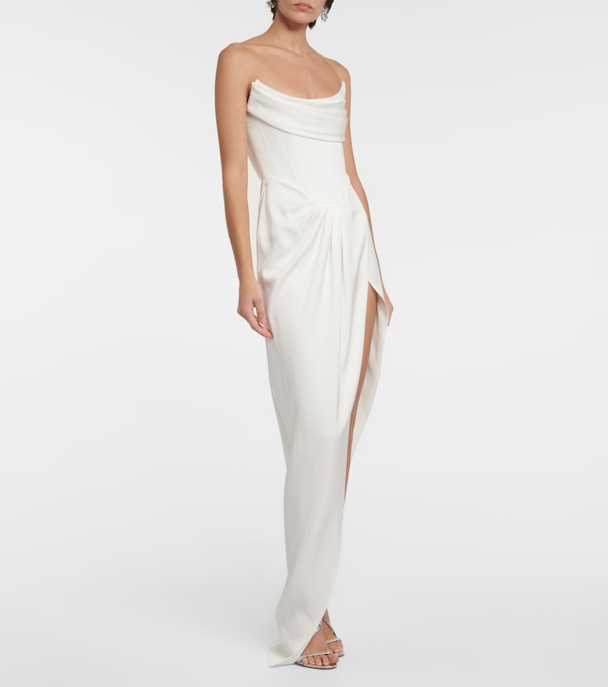 Alex Perry Bridal draped satin  bustier gown